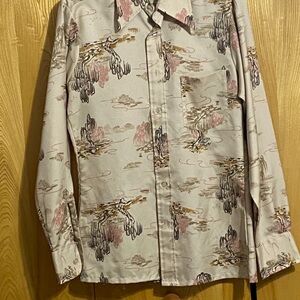 Vintage Tiger Print Button-Up Shirt